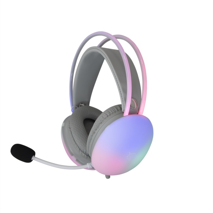 białe słuchawki gamingowe White Shark FIREFLY z mikrofonem i RGB